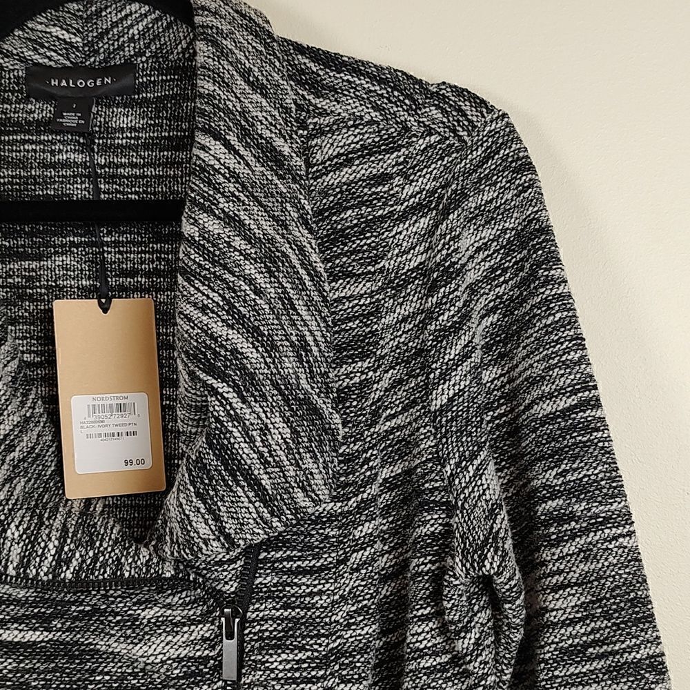 Halogen Knit Asymmetrical Zip Front Moto Jacket - Picture 4 of 13
